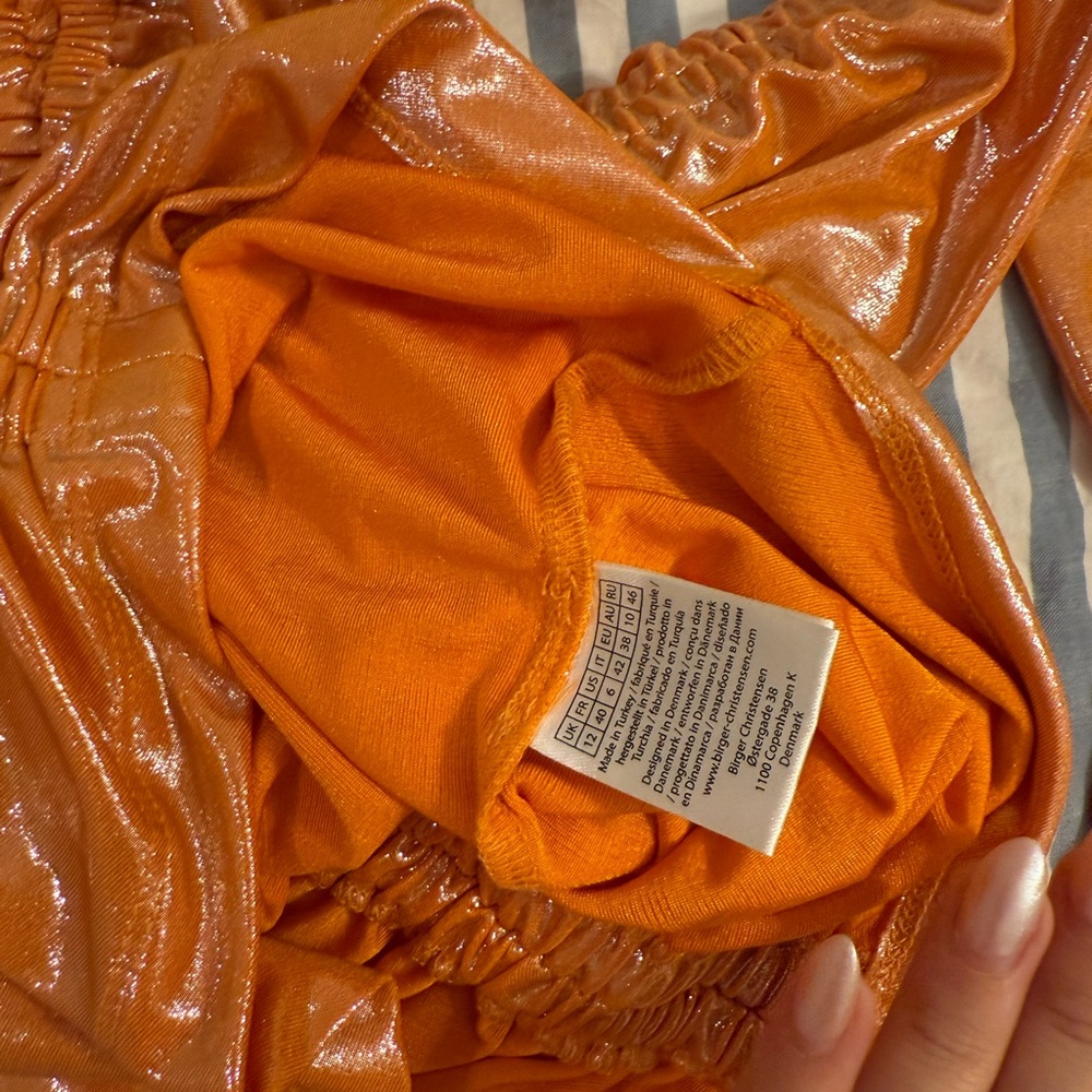ROTATE Shimmering Orange Ruched Top - Picture 8 of 8